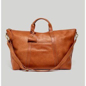 Madewell Womens $268 Essential Overnight Bag in Brown Leather L4359